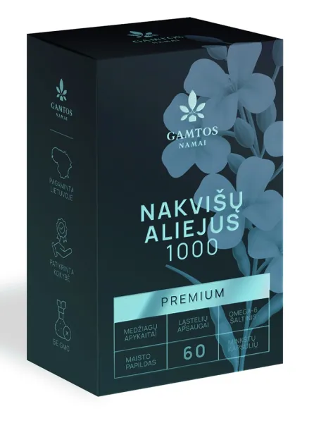 Maisto papildas GAMTOS NAMAI Nakvišų Aliejus 1000 Premium kapsulės N60