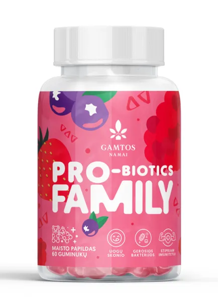 Maisto papildas GAMTOS NAMAI Pro - biotics family guminukai N60
