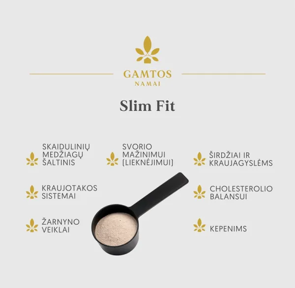 Maisto papildas GAMTOS NAMAI Slim Fit braškių skonio skaidulinis mišinys 225g