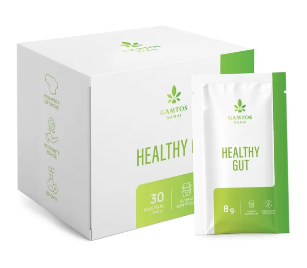 Maisto papildas GAMTOS NAMAI Healthy gut milteliai paketėliuose N30