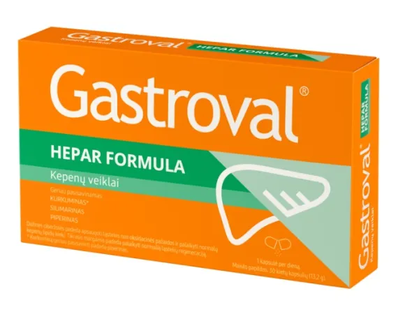 Maisto papildas GASTROVAL Hepar Formula kapsulės N30