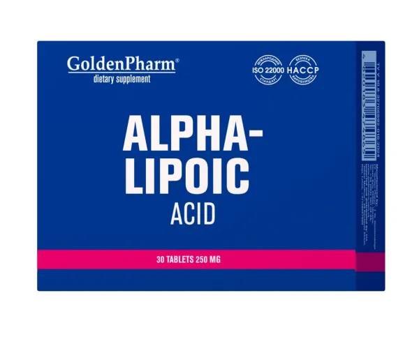 Maisto papildas Golden Pharm Alfa-Lipoinė rūgštis tabletės N30