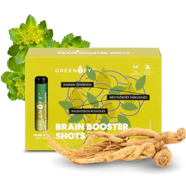 Maisto papildas GREENIFY Brain booster shots protinei veiklai, koncentracijai N14