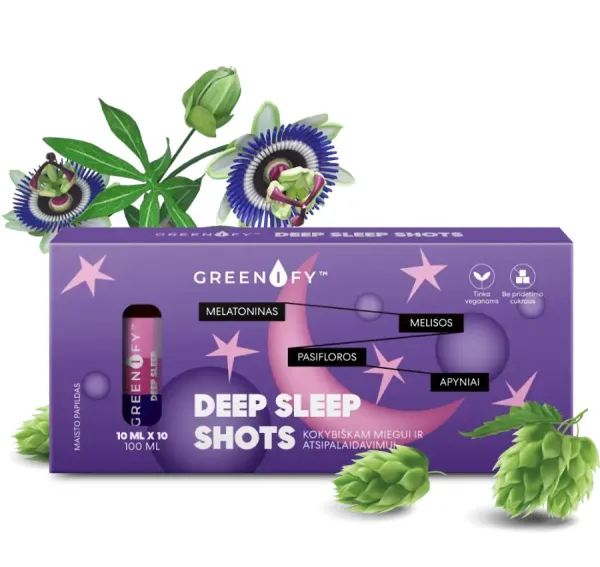 Maisto papildas GREENIFY Deep sleep shots kokybiškam miegui ir atsipalaidavimui N10