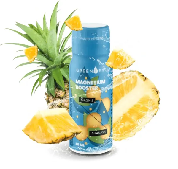 Maisto papildas GREENIFY Magnesium booster raumenims, nervų sistemai 60ml N1