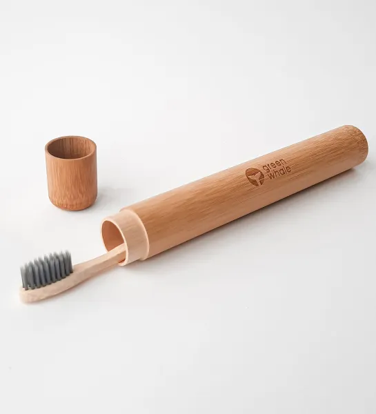 GREEN WHALE bambukinis dantų šepetėlio dėklas suaugusių dantų šepetėliui