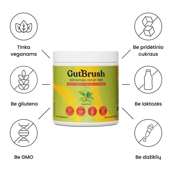 Maistinės skaidulos GutBrush Original neutralaus skonio 360g