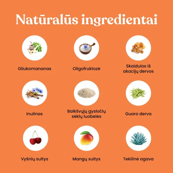 Maistinės skaidulos GutBrush mangų ir vyšnių skonio 360g