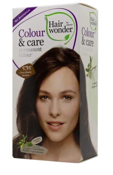 HAIRWONDER Colour&Care (spalva: šokolado ruda 5.35) ilgalaikiai plaukų dažai be amoniako