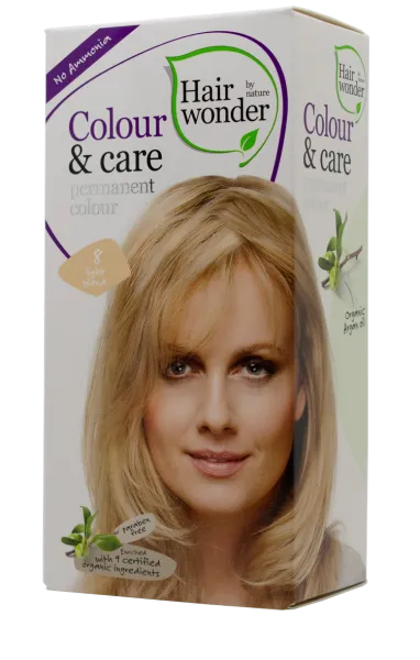 HAIRWONDER Colour&Care (spalva: šviesi blondinė 8) ilgalaikiai plaukų dažai be amoniako