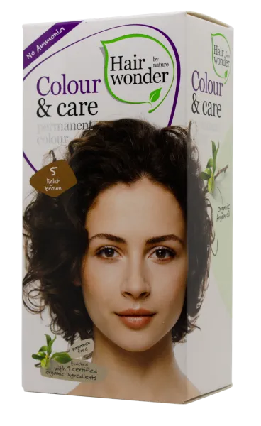 HAIRWONDER Colour&Care (spalva: šviesi ruda 5) ilgalaikiai plaukų dažai be amoniako