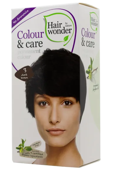 HAIRWONDER Colour&Care (spalva: tamsi ruda 3) ilgalaikiai plaukų dažai be amoniako