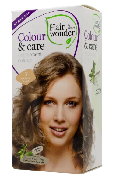 HAIRWONDER Colour&Care (spalva: vidutinė blondinė 7) ilgalaikiai plaukų dažai be amoniako