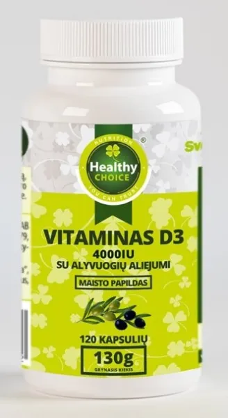 HEALTHY CHOICE Vitaminai D3 4000IU su alyvuogių al. kapsulės N120