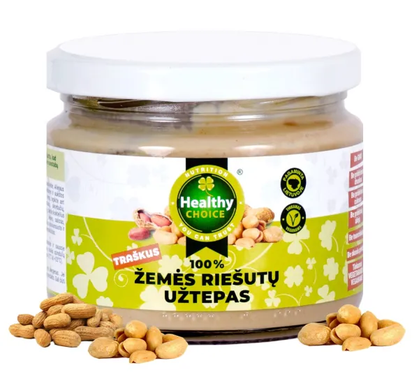 HEALTHY CHOICE 100% žemės riešutų užtepas (gabaliukais) 250g