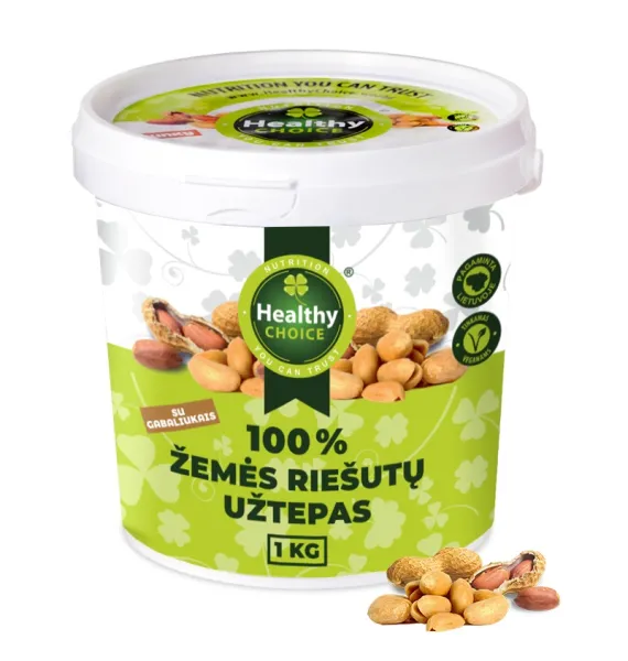 HEALTHY CHOICE 100% žemės riešutų užtepas (gabaliukais) 1kg