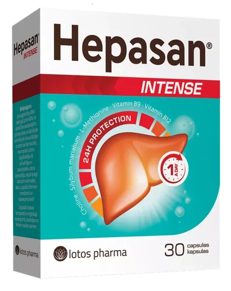 Maisto papildas HEPASAN Intense kapsulės N30