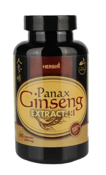 Maisto papildas HERBIN Kininis ženšenis ekstraktas N90 veganiškų kaps.
