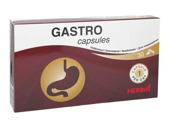 Maisto papildas HERBIN GASTRO kapsulės virškinimui N30