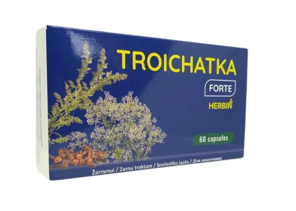 Maisto papildas HERBIN Troičatka Forte žarnynui kapsulės N60