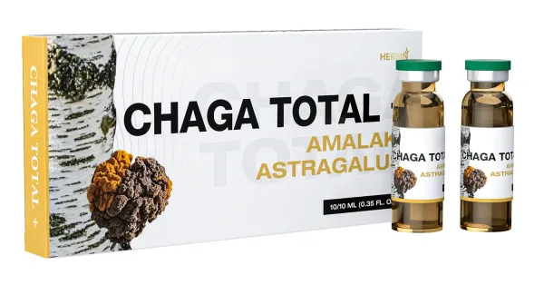 Maisto papildas HERBIN ČAGA TOTAL + (Chaga, Amalaki, Astragalus) buteliukai 10ml N10
