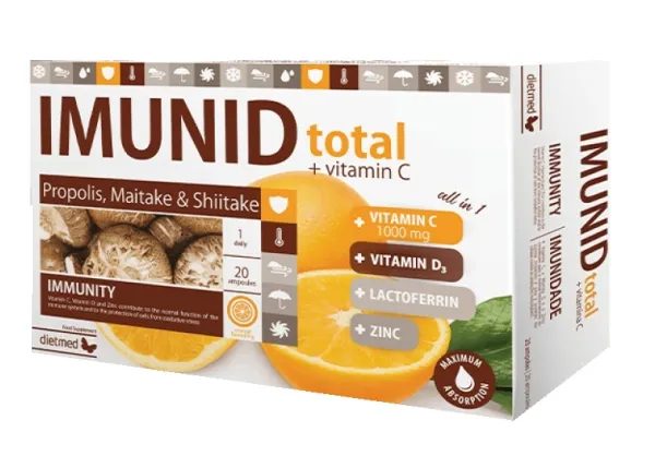 Maisto papildas DIETMED IMUNID total + viitaminai kompleksas imunitetui buteliukai N20