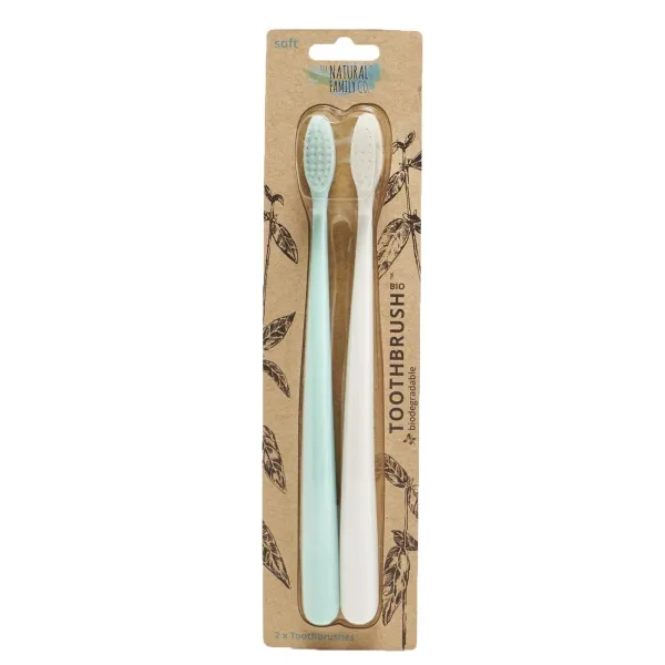 JACK N‘JILL natūralių dantų šėpetėlių komplektas 2 vnt (žalias ir baltas)