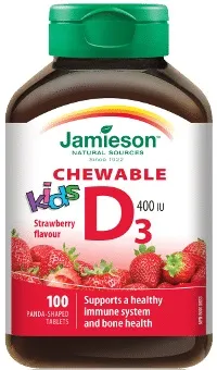 Maisto papildas JAMIESON Vitaminas D3 400 TV kramtomos tabletės vaikams N100