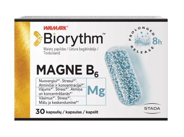 Maisto papildas WALMARK BIORYTHM MAGNE B6 kapsulės N30
