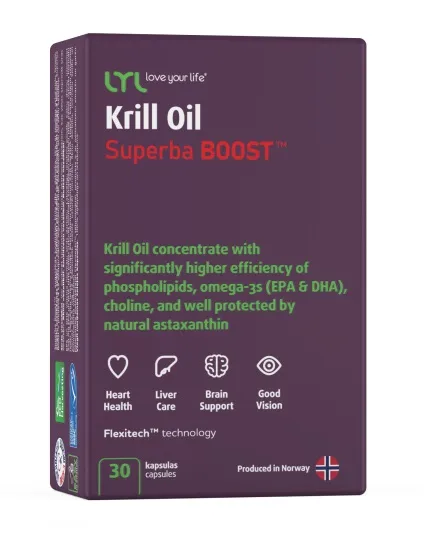 Maisto papildas LYL Krill oil superba BOOST kapsulės N30