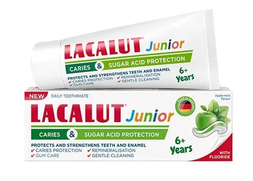 LACALUT Junior 6+ metų vaikams, obuolių ir mėtų skonio dantų pasta 55ml