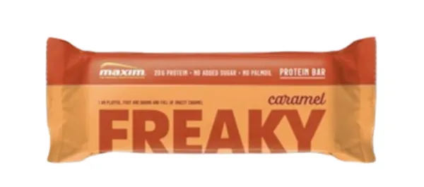 MAXIM FREAKY karamelės skonio 40% baltymų batonėlis 55g