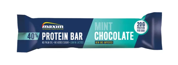 MAXIM Gaivus mėtų ir šokolado skonio batonėlis su 40% baltymų 50g
