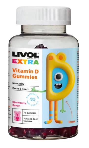 Maisto papildas LIVOL EXTRA vaikams Vitamino D3 guminukai N60