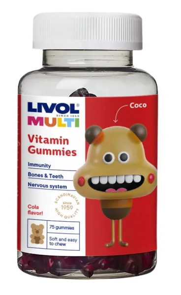 Maisto papildas LIVOL MULTI vaikams guminukai kolos skonio N75