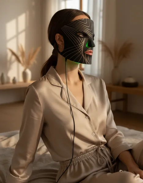Lunni 7 colors LED and Near-Infrared Light Silicone LED Facial Mask Black