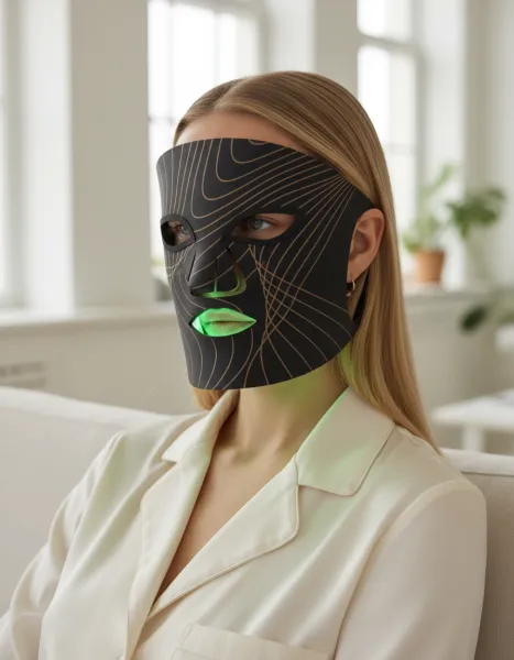 Lunni 7 colors LED and Near-Infrared Light Silicone LED Facial Mask Black