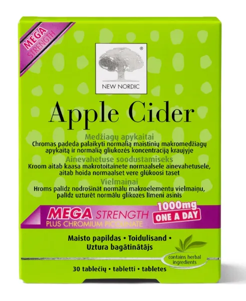 Maisto papildas NEW NORDIC Apple Cider Mega Strength tabletės N30