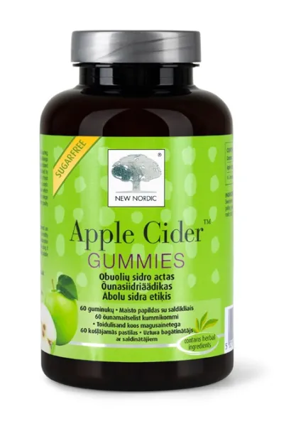 Maisto papildas NEW NORDIC Apple Cider Gummies (Obuolių sidras) guminukai N60