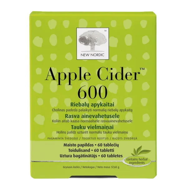 Maisto papildas NEW NORDIC Apple Cider 600mg (Obuolių sidras) N60