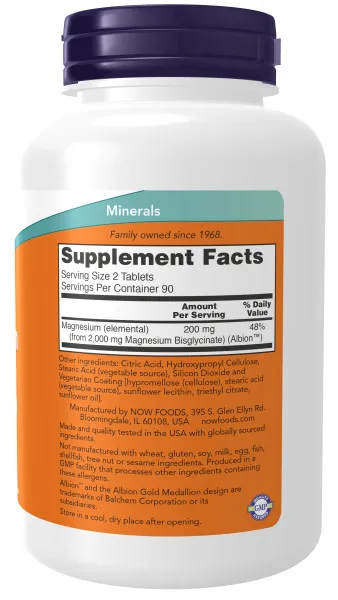 NOW Magnesium Glycinate 180 tab.