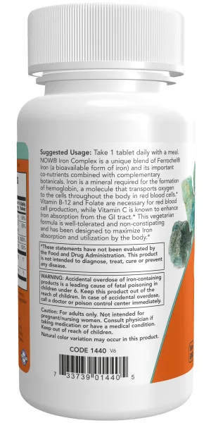 NOW Iron Complex 100 tabs.