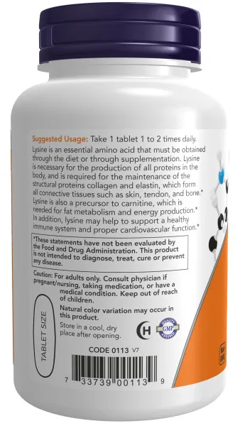 NOW L-Lysine 1000mg 100 tab.