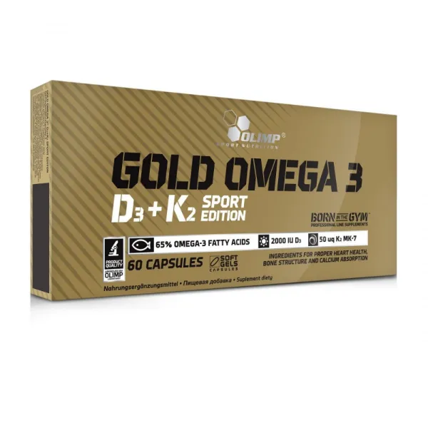 Olimp Gold-Omega 3 D3+K2 Sport Edition Vitamins 60 Kapsulės