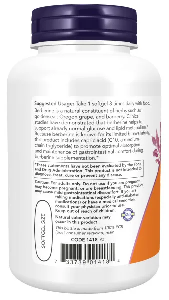 NOW Berberine Glucose Support 90 kaps.