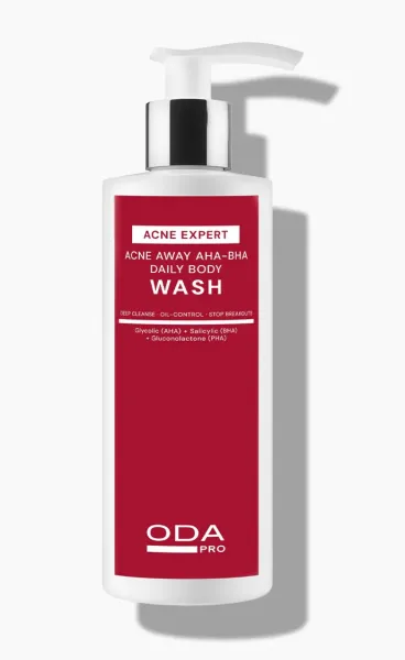 ODA PRO AHA-BHA kasdienis kūno prausiklis spuogų kontrolei 200ml