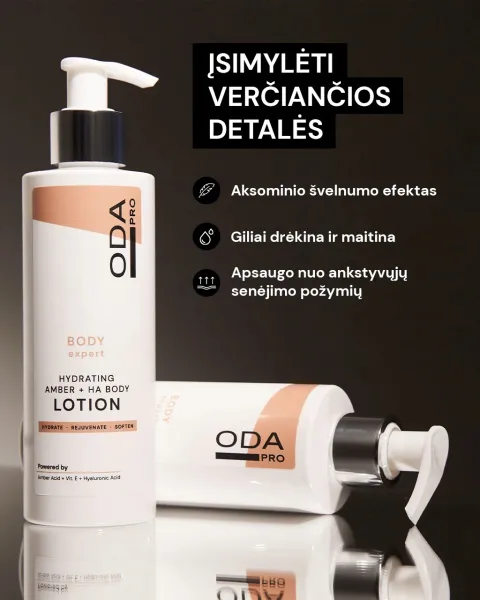 ODA PRO drėkinamasis kūno losjonas su gintaro ir hialurono rūgštimis 200ml