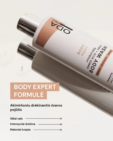 ODA PRO drėkinamasisi kūno prausiklis su gintaro rūgštimi ir urea 200ml