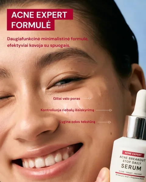 ODA PRO spuogų kontrolei serumas su 2% Salicilio rūgštimi 30ml