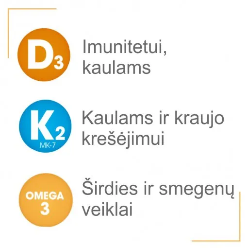 Maisto papildas Olidetrim Omega 4000 D3+K2 minkštosios kapsulės N30